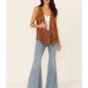 Vocal Women's Faux Suede Fringe Vest