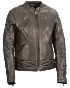 Milwaukee Leather Women's Crinkle Arm Lightweight Racer Leather Jacket