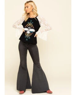 Free People Women's High Rise Dark Wash Just Float On Flare Jeans