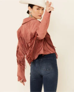 Saints & Hearts Women's Faux Suede Cropped Fringe Jacket  -Deals Grace Apparel Store 2000326854 661 P4