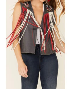 Double D Ranch Women's Indigo Eagle Live Tie-Front Vest  -Deals Grace Apparel Store 2000340301 402 P3