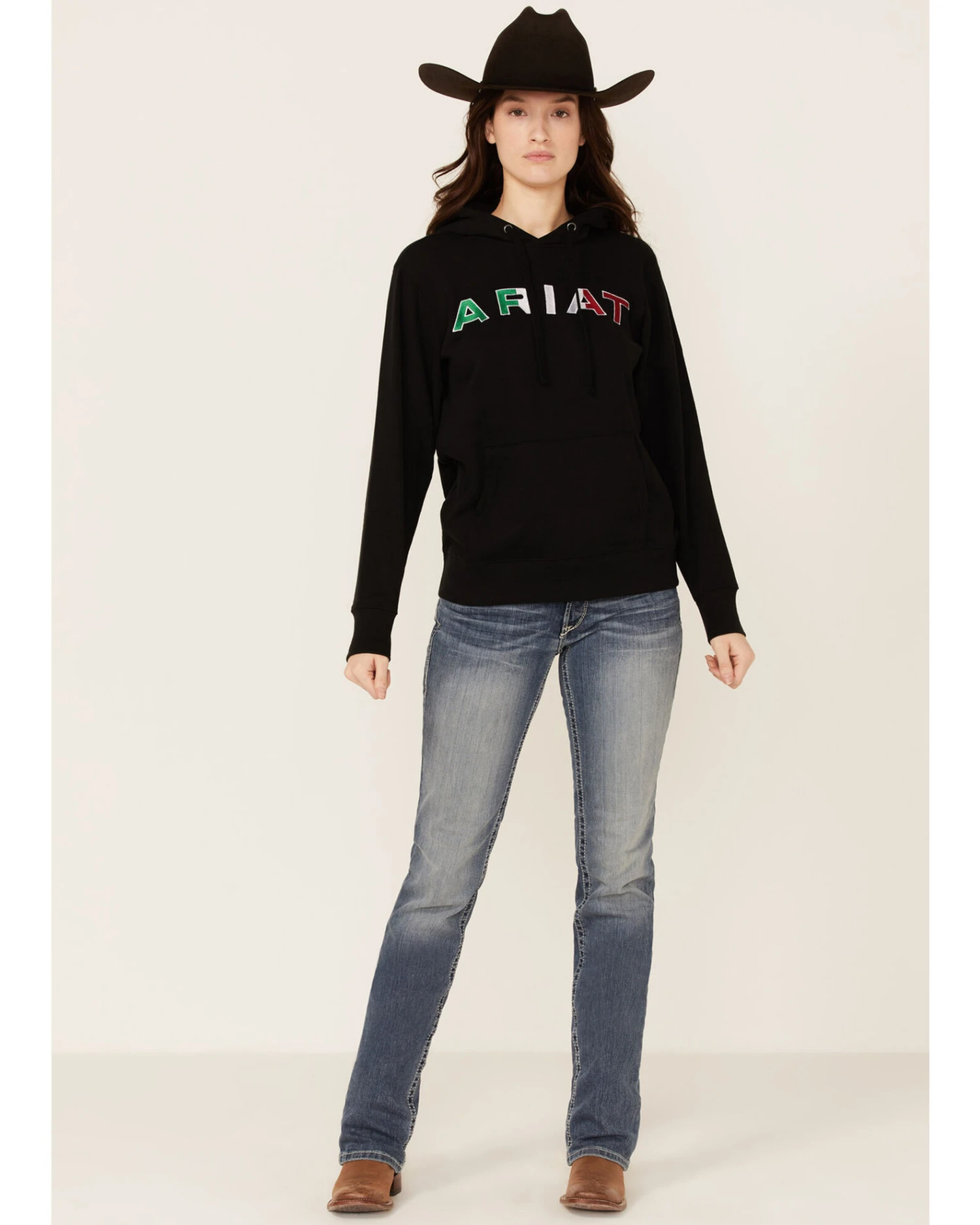 Ariat Women's Black R.E.A.L Mexico Embroidered Logo Pullover Hoodie 4 Ariat Women's Black R.E.A.L Mexico Embroidered Logo Pullover Hoodie - Image 4