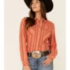 Wrangler Women's Clay Stripe Long Sleeve Snap Western Core Shirt 