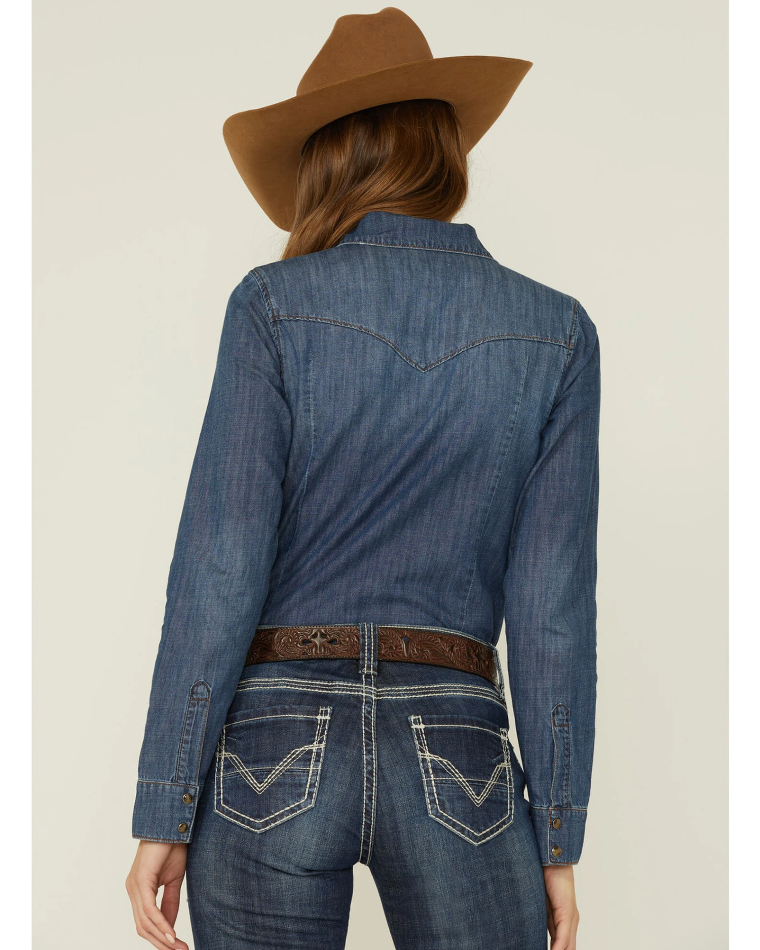 Shyanne Women's Dark Wash Shy Life Western Denim Shirt 3 Shyanne Women's Dark Wash Shy Life Western Denim Shirt - Image 3