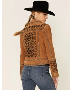 Double D Ranch Women's Tramp Art Zip-Front Leather Suede Jacket  -Deals Grace Apparel Store 2000351603 280 P3