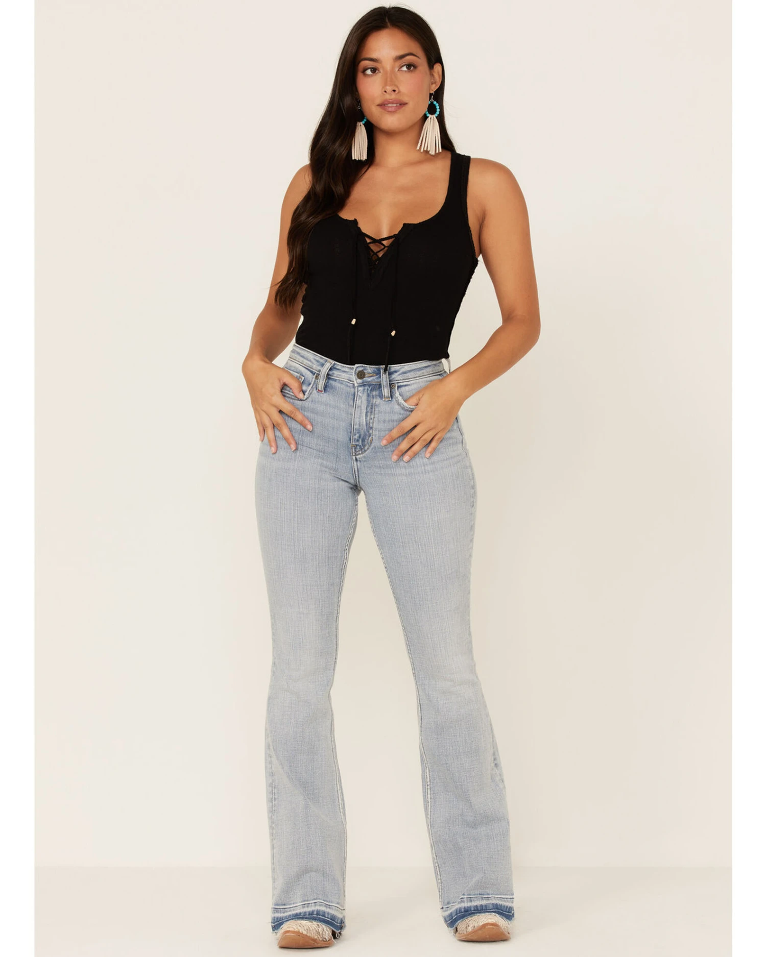 Idyllwind Women's Light Wash Mustang High Risin' Released Hem Flare Jeans 1 Idyllwind Women's Light Wash Mustang High Risin' Released Hem Flare Jeans