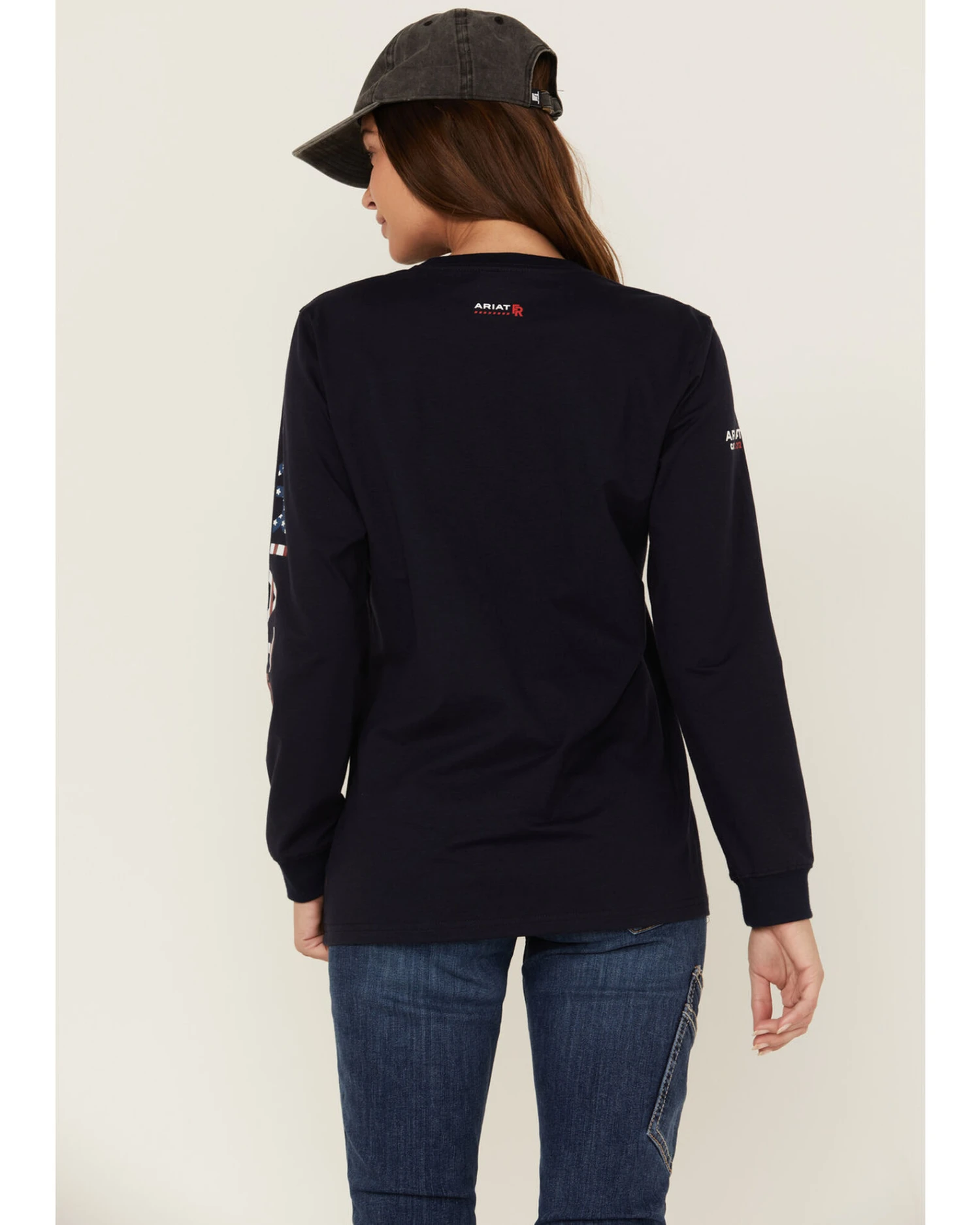 Ariat Women's FR USA Stretch Logo Long Sleeve Work Pocket T-Shirt 3 Ariat Women's FR USA Stretch Logo Long Sleeve Work Pocket T-Shirt - Image 3