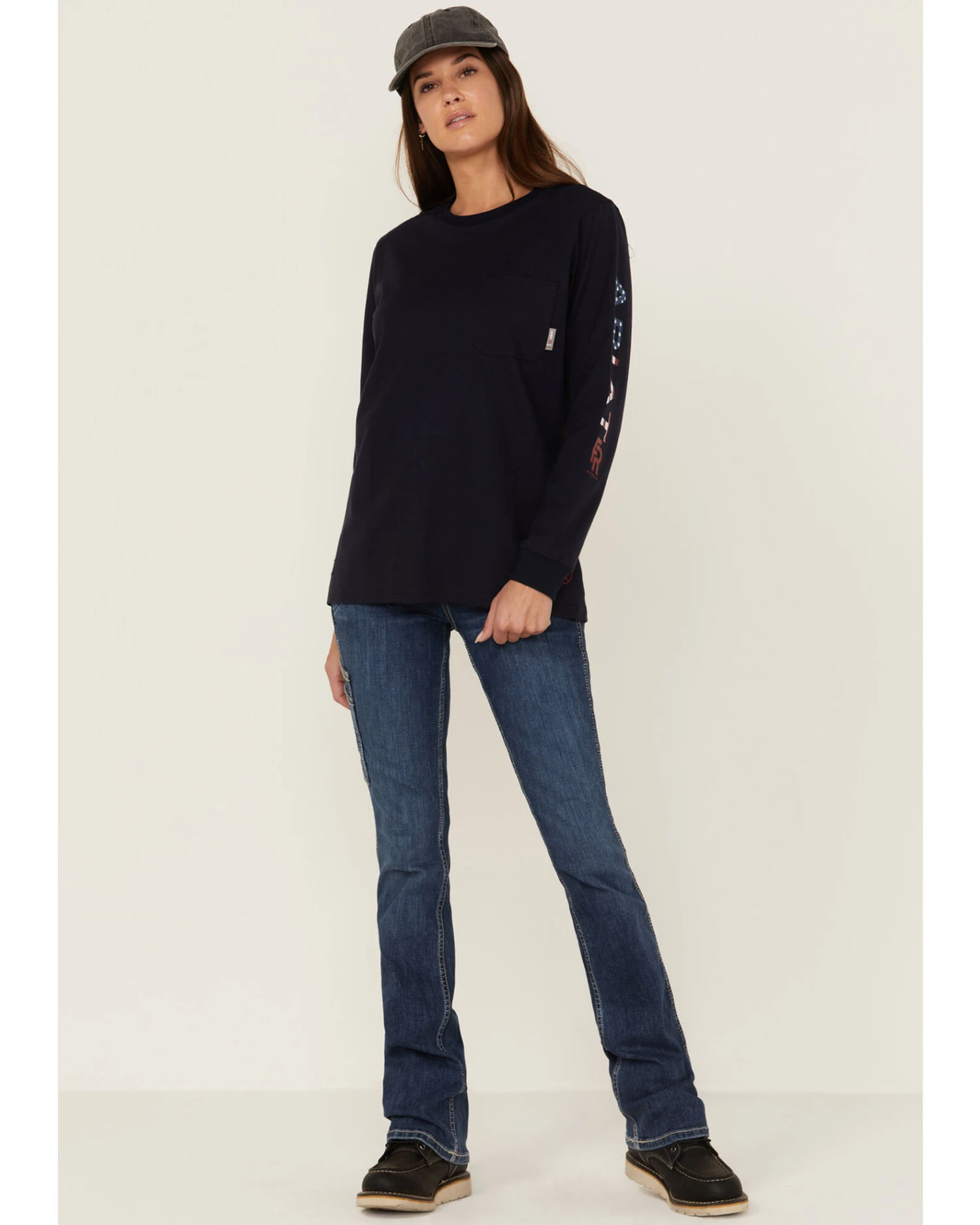 Ariat Women's FR USA Stretch Logo Long Sleeve Work Pocket T-Shirt 4 Ariat Women's FR USA Stretch Logo Long Sleeve Work Pocket T-Shirt - Image 4