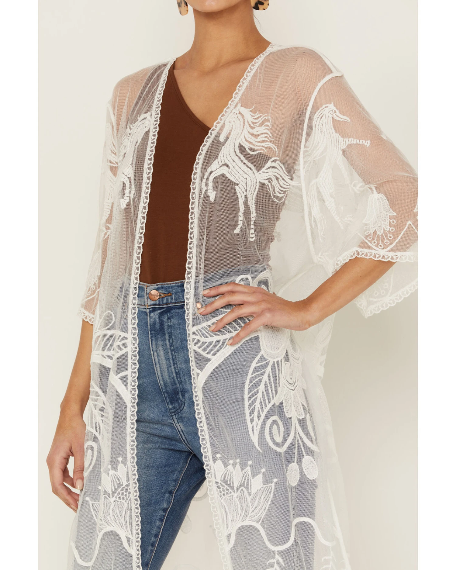 Shyanne Women's Lace Tassel Kimono 3 Shyanne Women's Lace Tassel Kimono - Image 3