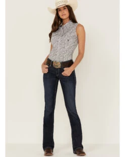 Roper Women's Paisley Print Sleeveless Pearl Snap Western Shirt  -Deals Grace Apparel Store 2000358899 100 P4