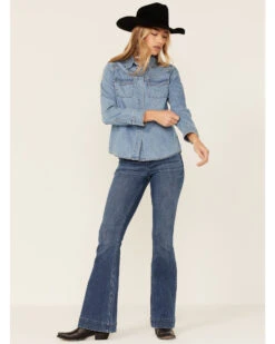 Idyllwind Women's Medium Wash Signature Turquoise Snap Button Western Shirt -Deals Grace Apparel Store 2000359142 414 P4