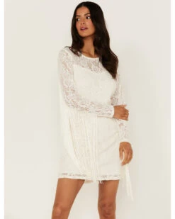 Idyllwind Women's Fairlane Crochet Fringe Ivory Dress