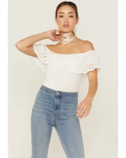 Panhandle Women's Eyelet Flounce Top