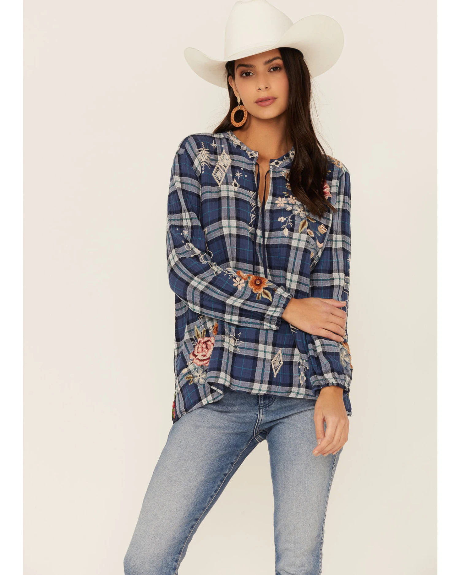 Johnny Was Women's Multicolored Umoya Effortless Scarf Back Blouse 2 Johnny Was Women's Multicolored Umoya Effortless Scarf Back Blouse - Image 2