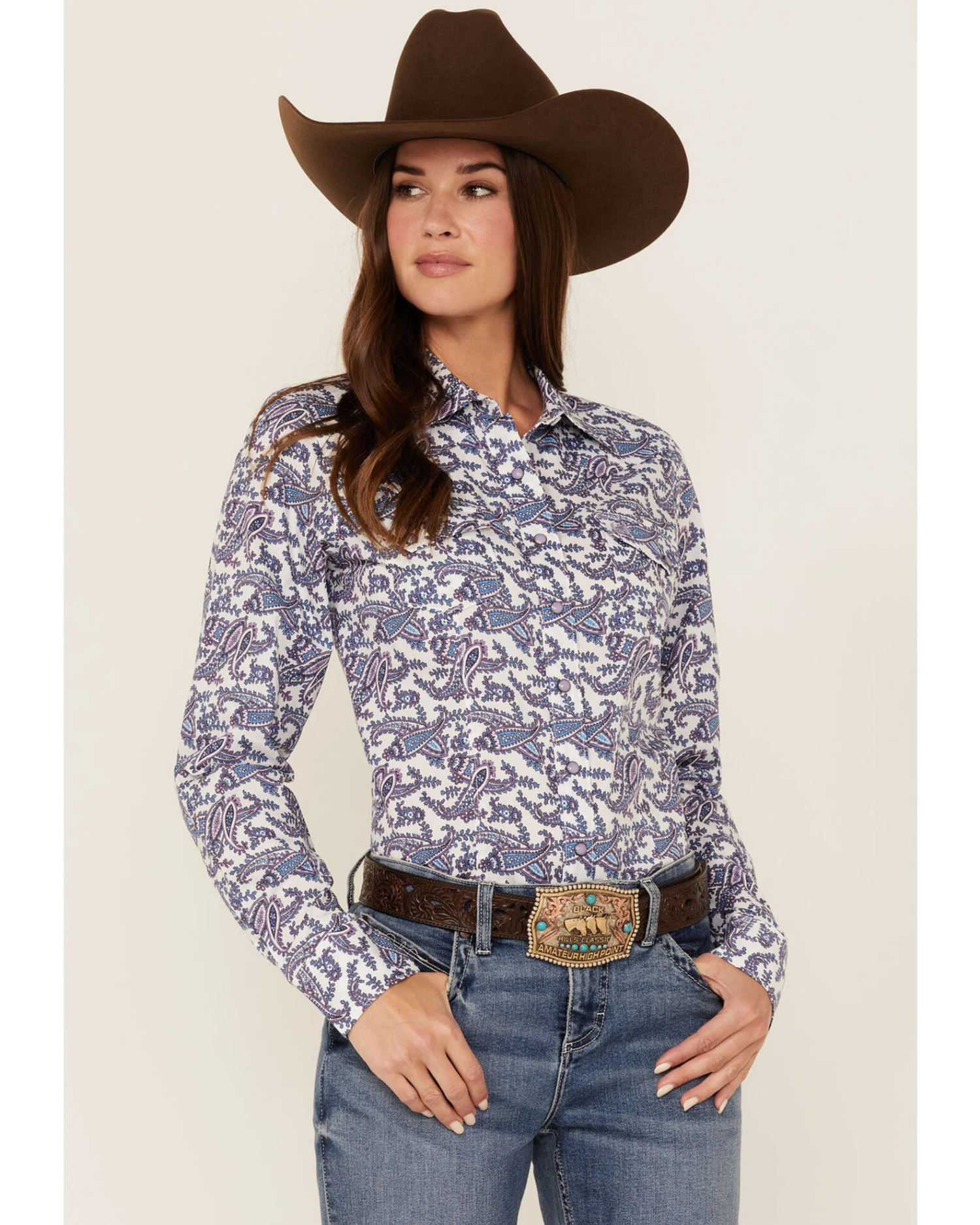 Cinch Women's Paisley Print Long Sleeve Snap Western Shirt 1 Cinch Women's Paisley Print Long Sleeve Snap Western Shirt