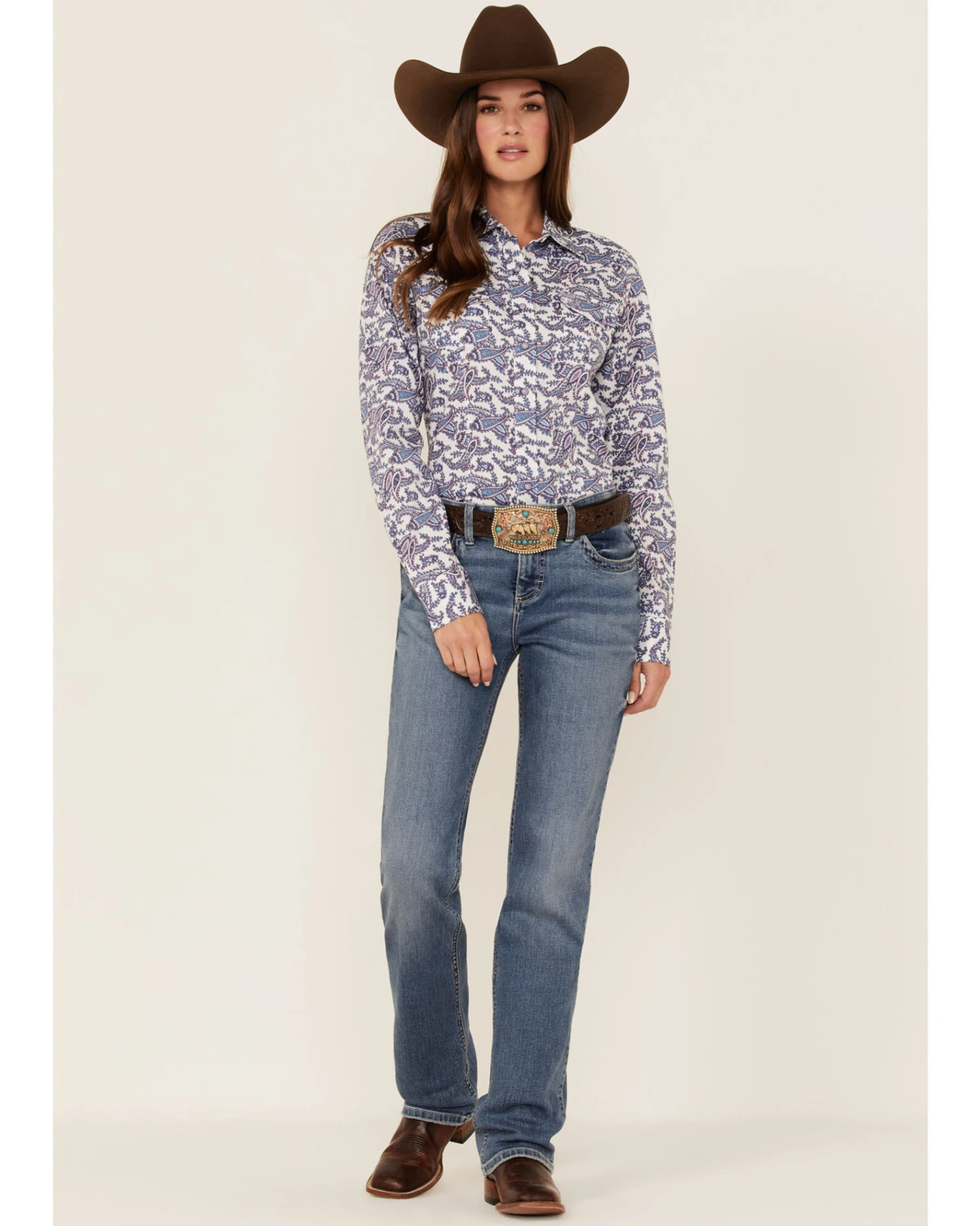 Cinch Women's Paisley Print Long Sleeve Snap Western Shirt 2 Cinch Women's Paisley Print Long Sleeve Snap Western Shirt - Image 2