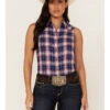 Ariat Women's R.E.A.L. Billie Jean Plaid Print Sleeveless Button-Down Western Shirt