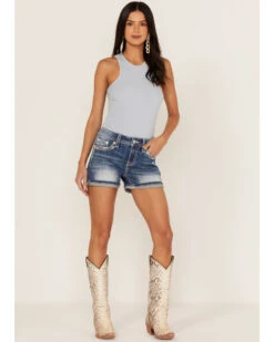 Miss Me Women's Pearl Rhinestone & Embroidered Pocket Denim Jean Shorts -Deals Grace Apparel Store 2000364474 400 P3
