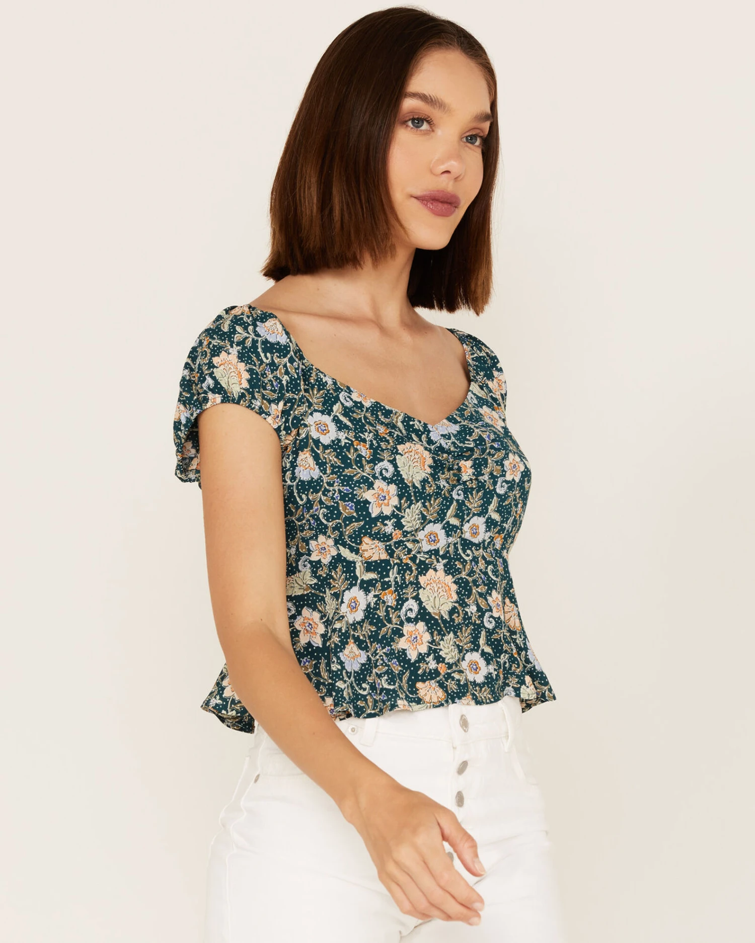 Shyanne Women's Floral Print Flounce Top 1 Shyanne Women's Floral Print Flounce Top