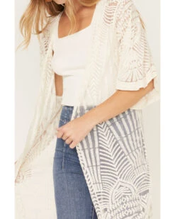 Shyanne Women's Geo Print Lace Short Sleeve Kimono -Deals Grace Apparel Store 2000364777 103 P3