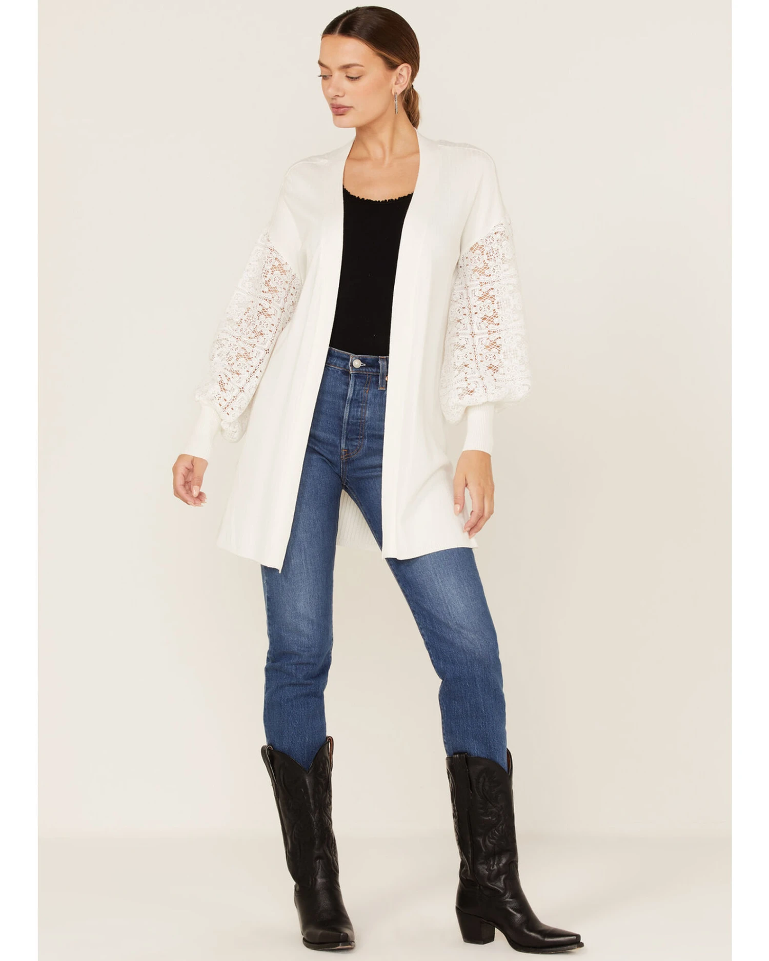 Shyanne Women's Lace Knit Cardigan Sweater 2 Shyanne Women's Lace Knit Cardigan Sweater - Image 2