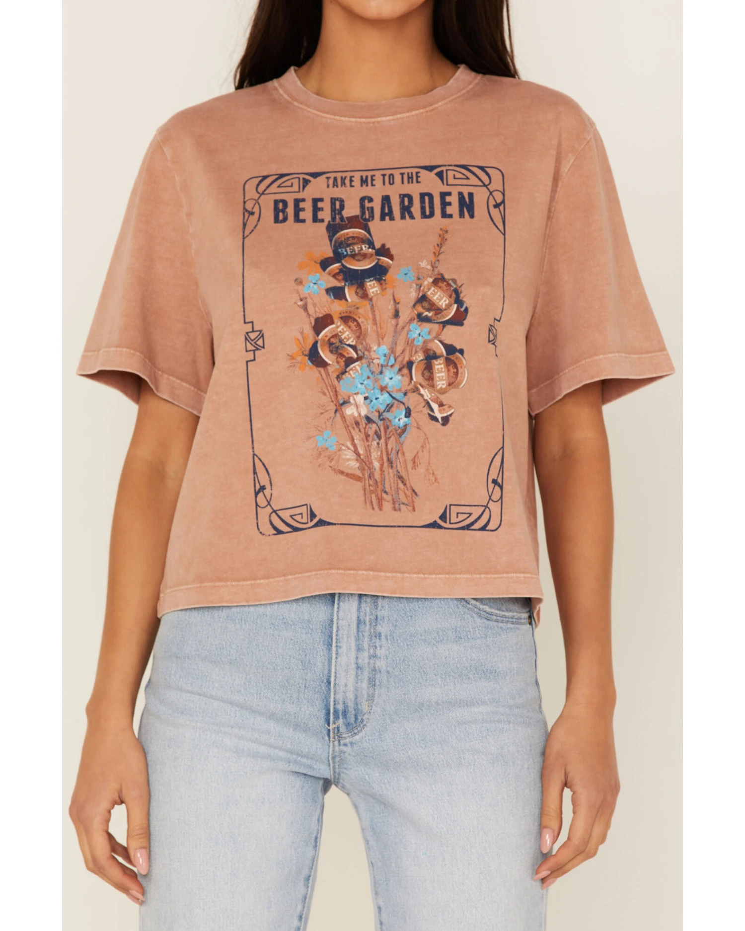 Cleo + Wolf Women's Beer Garden Graphic Boxy Crop Tee 3 Cleo + Wolf Women's Beer Garden Graphic Boxy Crop Tee - Image 3