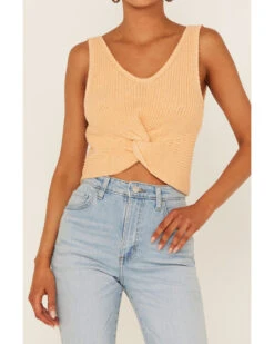 Shyanne Women's Peach Twist Front Sweater Tank -Deals Grace Apparel Store 2000364942 840 P3