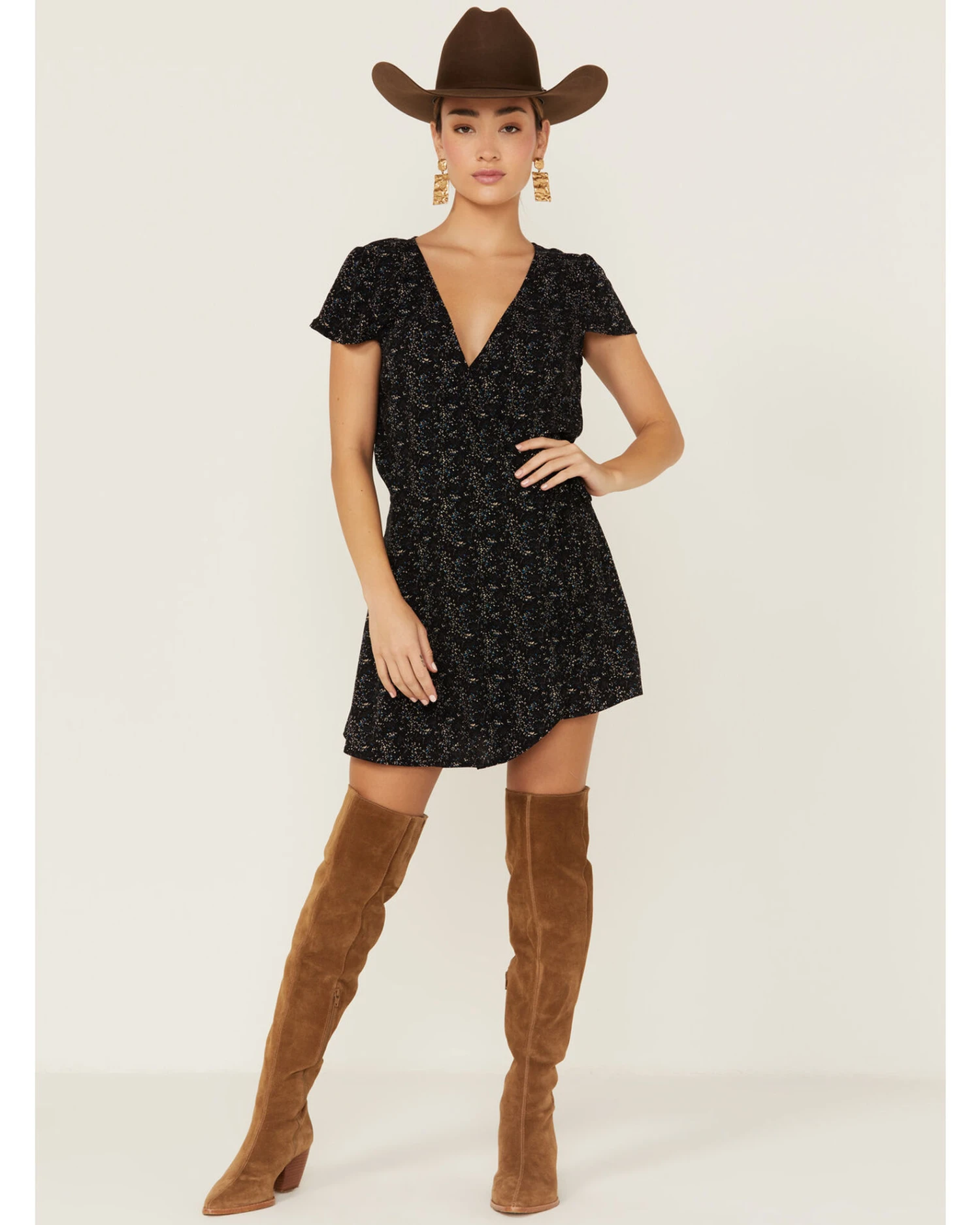 Beyond The Radar Women's Black Ditsy Floral Print Romper 1 Beyond The Radar Women's Black Ditsy Floral Print Romper