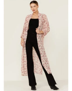 Beyond The Radar Women's Floral Chiffon Duster Maxi Kimono