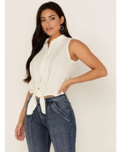 Idyllwind Women's Barewood Lace Button Front Top