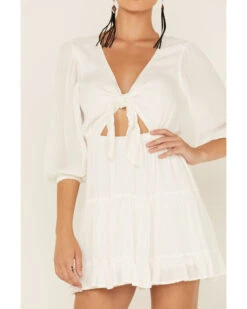 Lush Women's Tie Front Cutout Tiered Long Sleeve Dress -Deals Grace Apparel Store 2000368160 100 P3