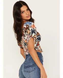 Show Me Your Mumu Women's Lila Butterfly Print Crop Top -Deals Grace Apparel Store 2000368248 900 P3