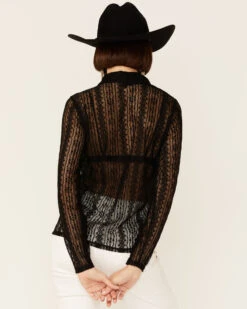 Wild Moss Women's Lace Button Front Sheer Long Sleeve Shirt -Deals Grace Apparel Store 2000368967 001 P3