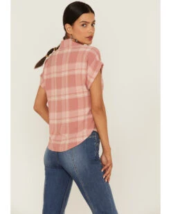 Wild Moss Women's Plaid Print Short Sleeve Shirt -Deals Grace Apparel Store 2000369010 840 P4