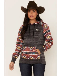 Hooey Women's Southwestern Contrast Print Summit Hoodie
