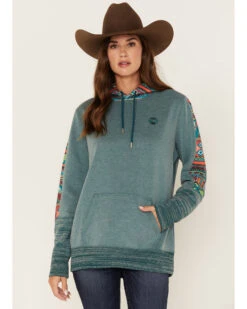 Hooey Women's Southwestern Contrast Print Canyon Hoodie