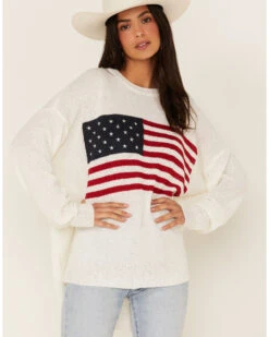 Show Me Your Mumu Women's Woodsy American Flag Knit Sweater