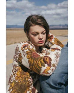 Cleo + Wolf Women's Floral Knit Jacquard Long Cardigan Sweater