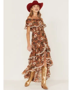Shyanne Women's Floral Print Off-Shoulder Ruffle Maxi Dress