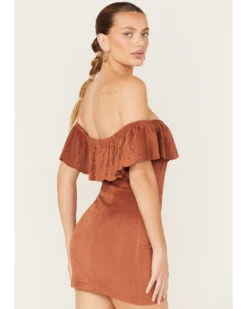 Shyanne Women's Off Shoulder Faux Suede Dress -Deals Grace Apparel Store 2000372982 203 P4