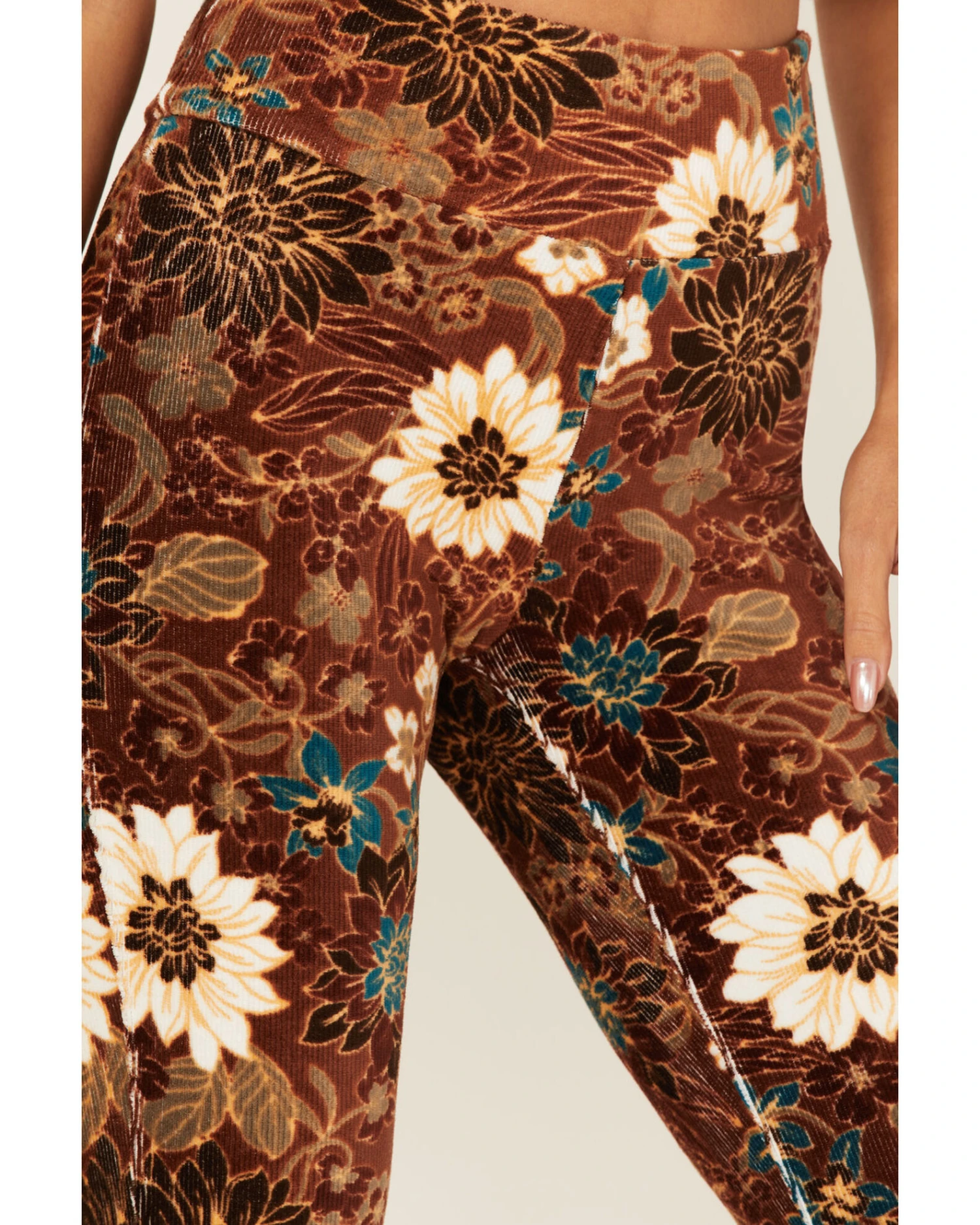 Shyanne Women's Floral Print Corduroy Pants 2 Shyanne Women's Floral Print Corduroy Pants - Image 2