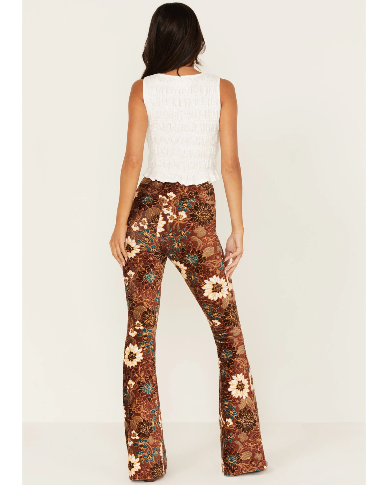 Shyanne Women's Floral Print Corduroy Pants 3 Shyanne Women's Floral Print Corduroy Pants - Image 3
