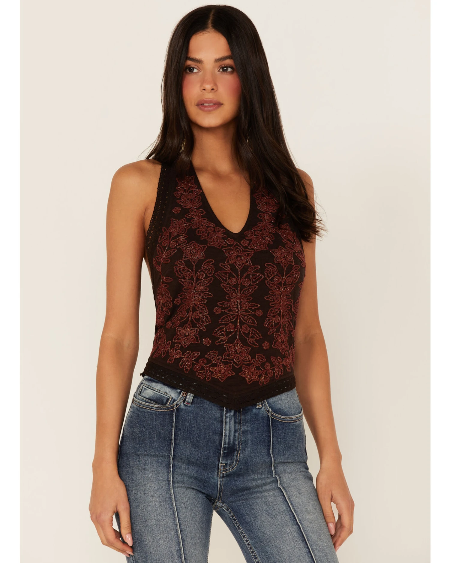 Idyllwind Women's Embroidered Floral Halter Top 1 Idyllwind Women's Embroidered Floral Halter Top