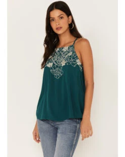 Eyeshadow Women's Floral Embroidered Tank Top