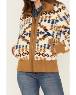 Pendleton Women's Foxglove Berber Mixed Print Fleece Bomber Jacket  -Deals Grace Apparel Store 2000374180 200 P3