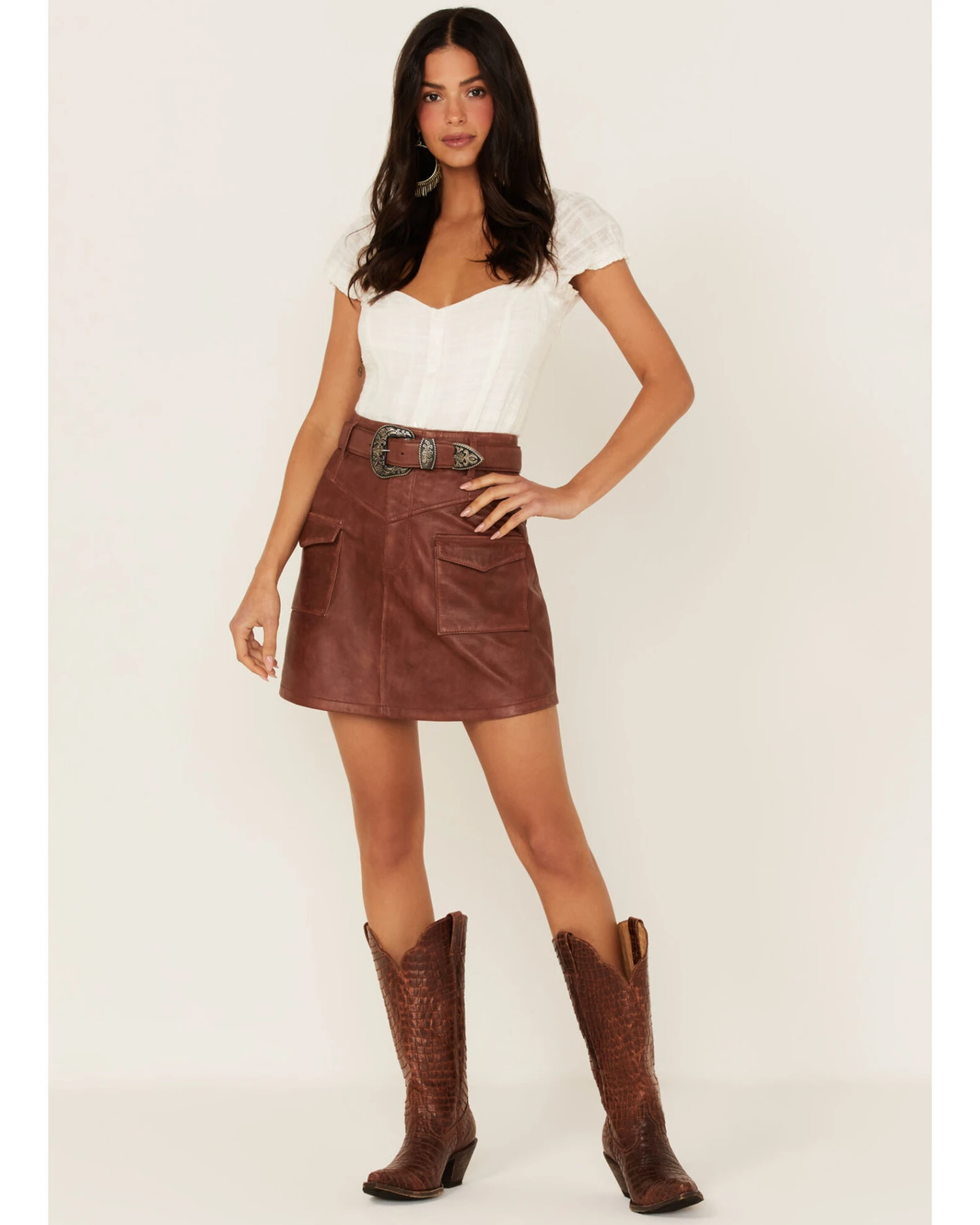 Idyllwind Women's Western Belt Leather Mini Skirt 1 Idyllwind Women's Western Belt Leather Mini Skirt