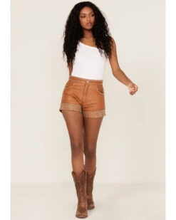 Understated Leather Women's High Rise Studded Leather Thelma Shorts