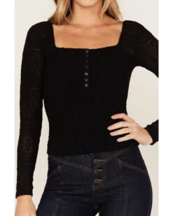 Idyllwind Women's Smocked Lace Long Sleeve Top -Deals Grace Apparel Store 2000375286 001 P3