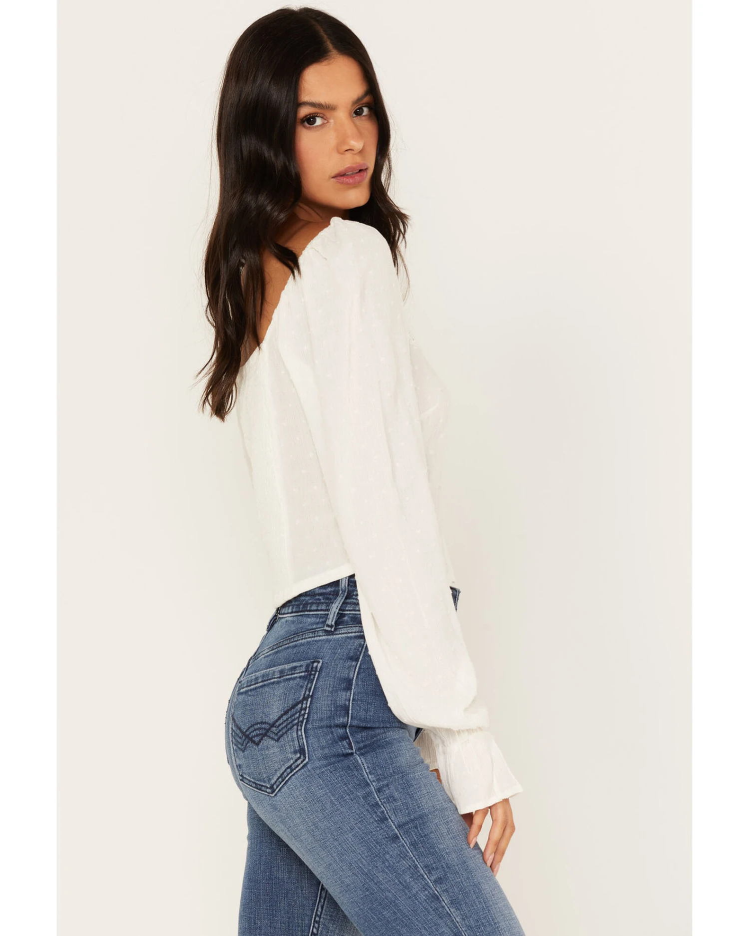 Idyllwind Women's Swiss Dot Lace Poet Blouse 2 Idyllwind Women's Swiss Dot Lace Poet Blouse - Image 2