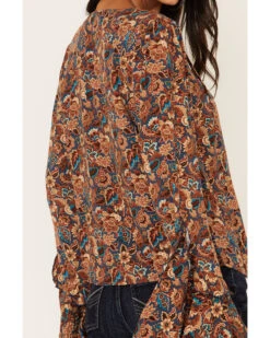 Idyllwind Women's Rouge Paisley Print Lace-Up Top 7 Idyllwind Women's Rouge Paisley Print Lace-Up Top -Deals Grace Apparel Store 2000375297 401 P4